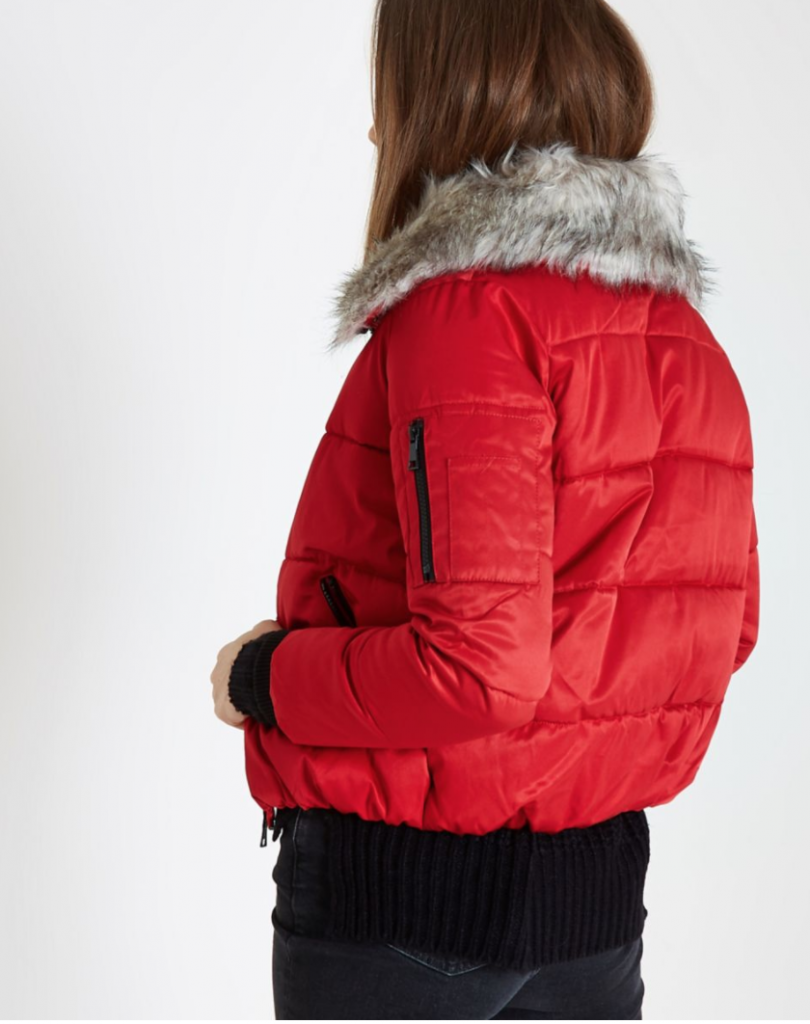 Fur padded coat River Island