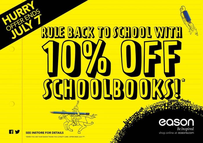 Rule back to school with 10% off school books.