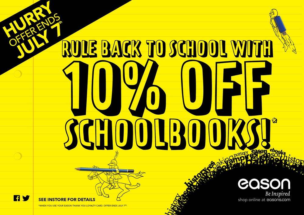 Rule back to school with 10% off school books.